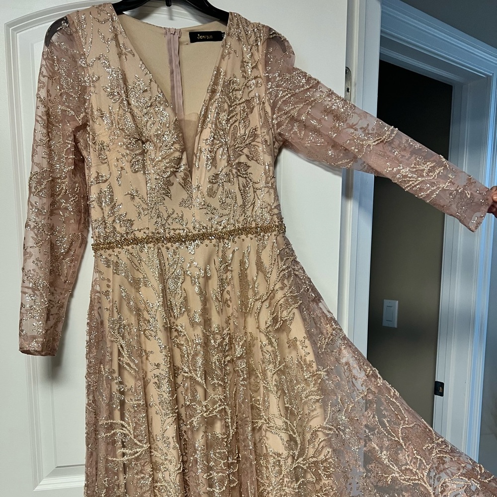 Modest Formal Embellished Dress G482 Rose Pink